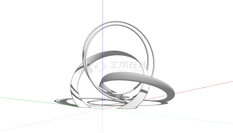 白色多圆圈环绕环形雕塑su模型-图一