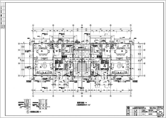 国瑞江畔花园3层双拼别墅B建筑设计施工图_图1