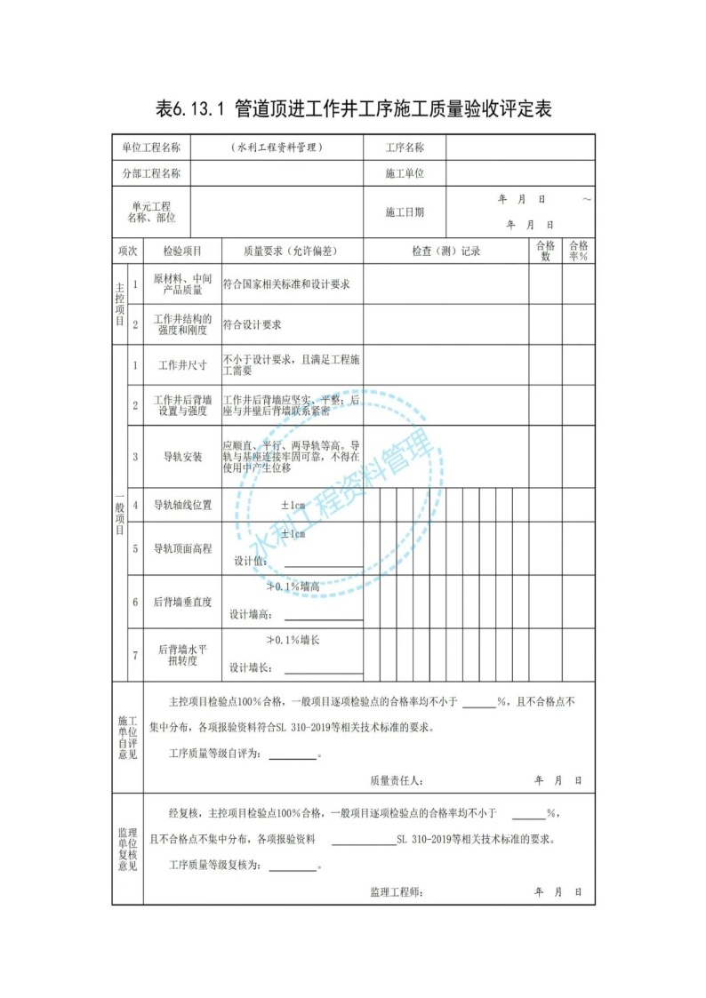 顶管工程单元工程施工质量验收评定表.docx-图二