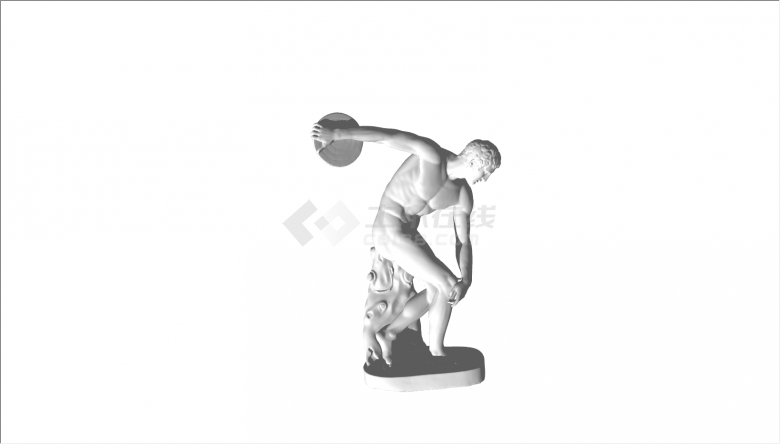 公园欧式扔飞盘人物石膏雕塑3Dsu模型-图二