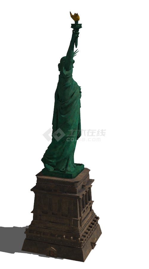 现代公园欧式人物石膏自由女神像雕塑3Dsu模型-图二