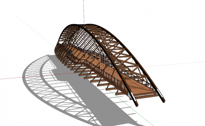 超大现代木制景区桥梁su模型_图1