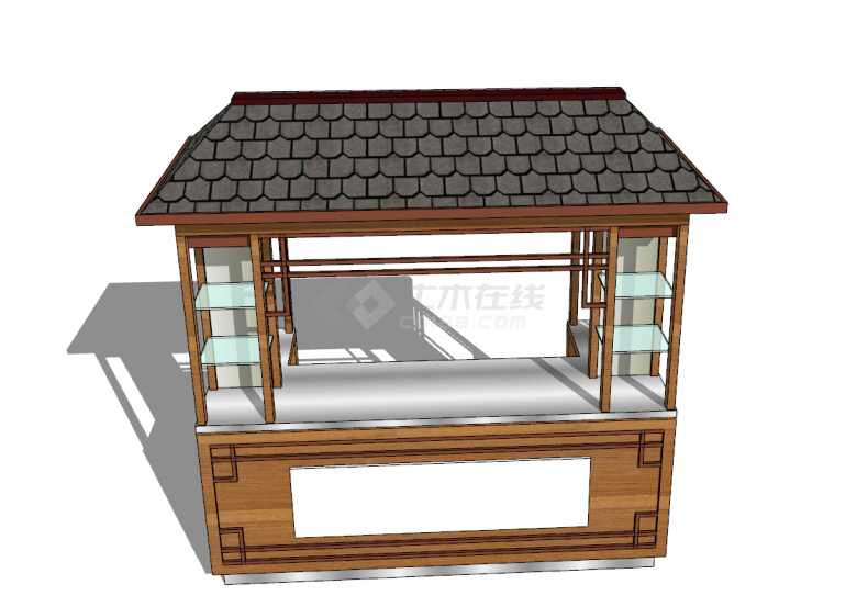 中式小型木质售卖亭su模型-图一