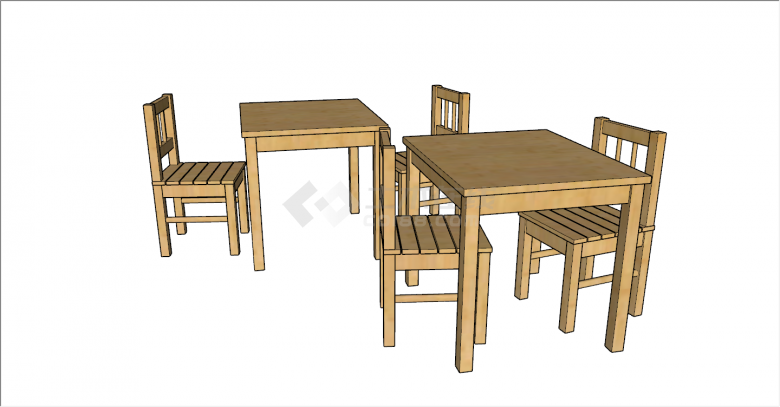 现代简易学生桌椅su模型-图二
