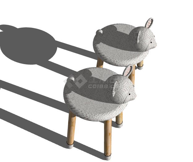 粉白小鼠儿童家具座椅su模型-图二