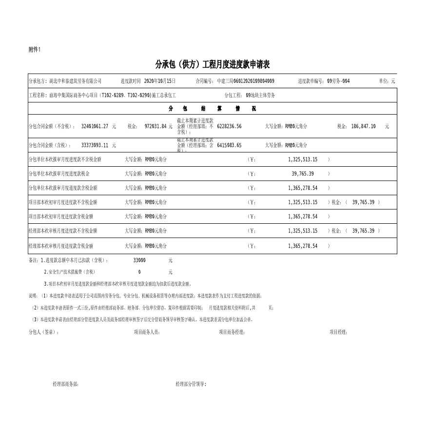 4、第四期 2020年10月09地块主体劳务分包结算(1)-图一