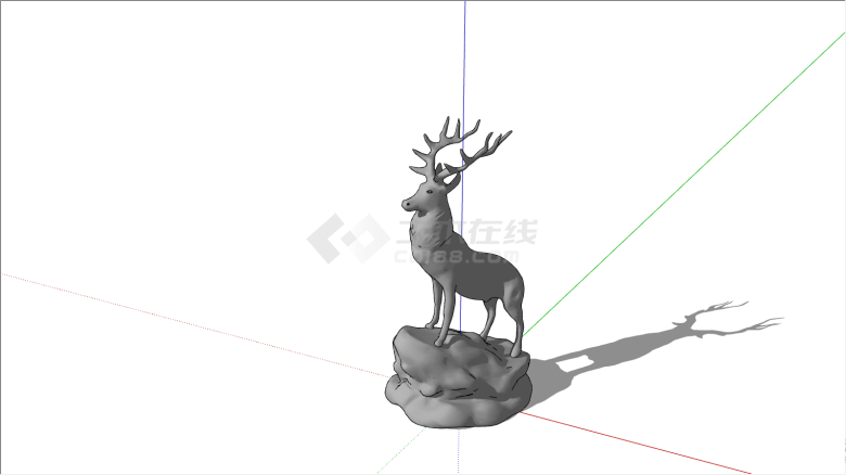 矗立在石头上的灰色的鹿su模型-图二