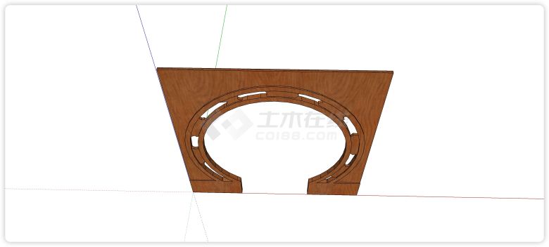 圆形拱门中式组件屏风隔断su模型-图一