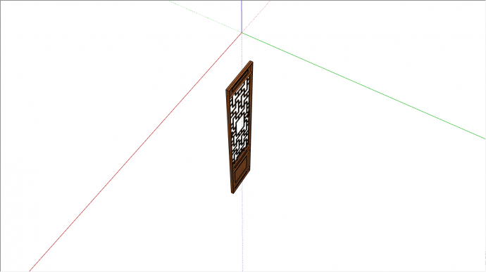 木制的中间镂空的中式组件门su模型_图1