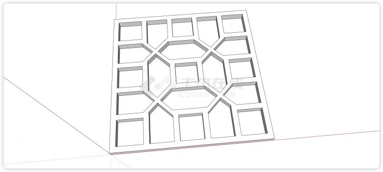 八角形中式组件花窗和纹理su模型-图一