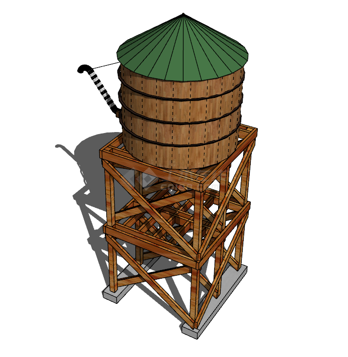 新中式水塔水柜水箱高塔 su模型-图二