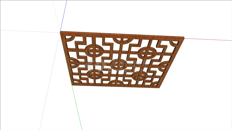 正方形的镂空的中式组件花窗和纹理su模型-图一
