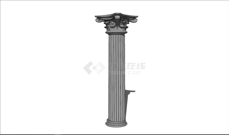 一个顶端亭子样式罗马柱su模型-图二