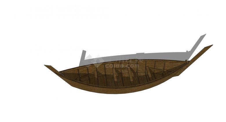 印第安风格无棚独木舟su模型-图二
