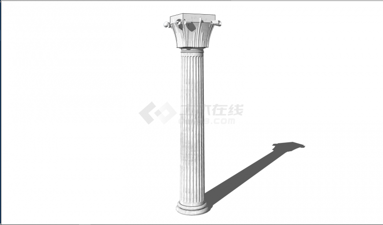 白色灯塔式柱子建筑su模型-图二