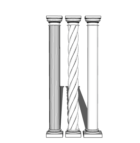 三只白色的罗马柱su模型_图1