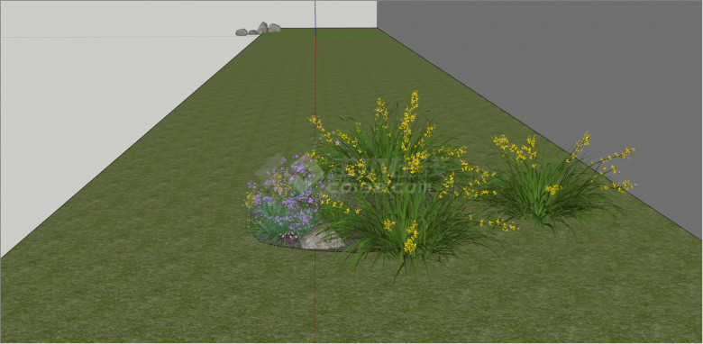 黄紫色花境植物配置su模型-图二