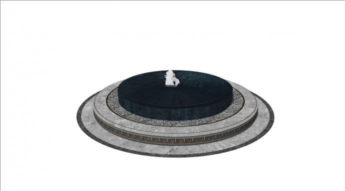 中式圆环形置石水景su模型_图1