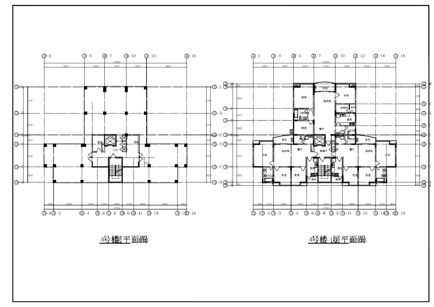 某4号楼多层建筑平面图