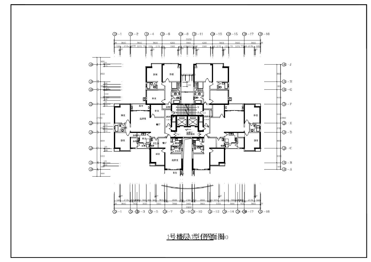 某1号公寓住宅楼平面图