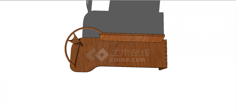 中式两木腿一横板支撑样式木制长凳座椅su模型-图二