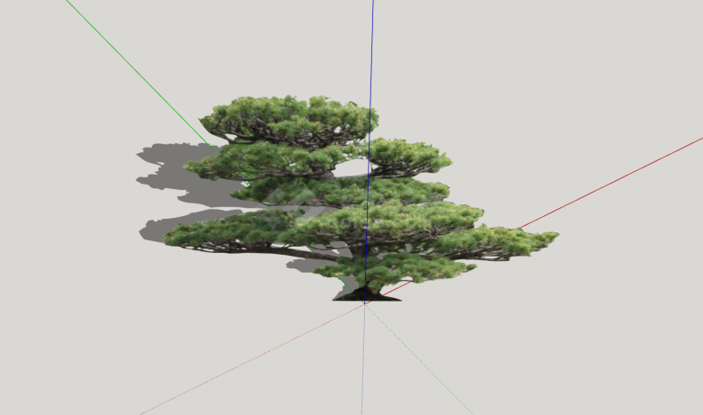 现代歪曲绿色造型树su模型-图二
