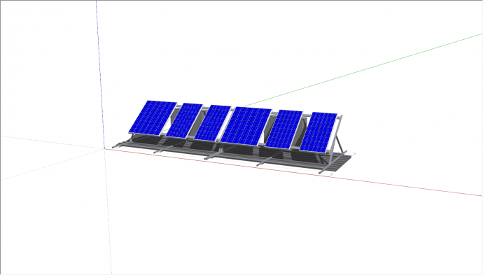 蓝色联排太阳能电池板su模型_图1