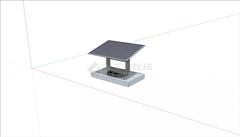 后现代落地柱太阳能电池板su模型-图一