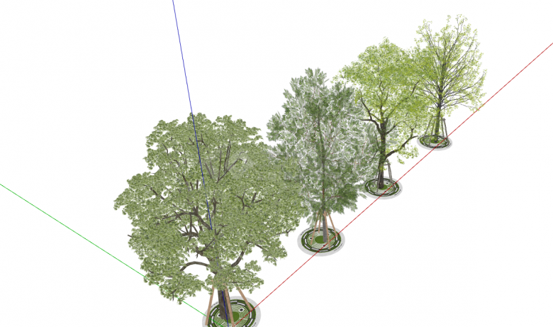 绿植别致现代3d有色叶树木 su模型-图二