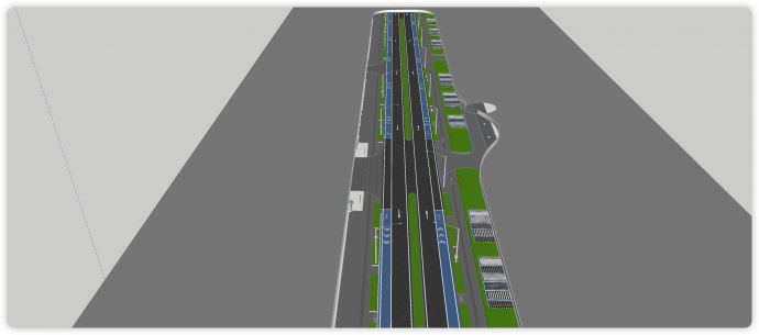 单车道机动车分离道路公路绿化带su模型_图1