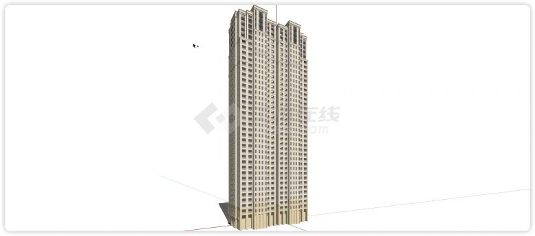米色装饰墙面高层住宅su模型-图二