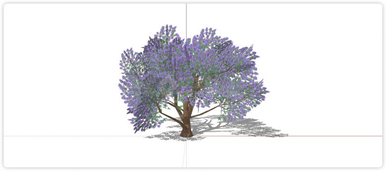 大枝桠紫色3d有色叶树木su模型-图一