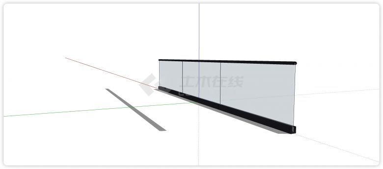 黑色框架结构玻璃栏杆su模型-图二