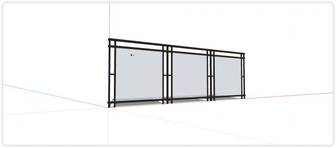 黑色钢结构玻璃栏杆su模型_图1