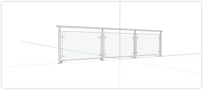 圆角玻璃细扶手玻璃栏杆su模型_图1