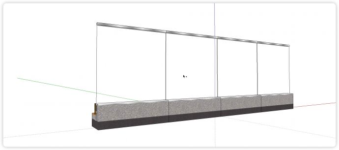 木地板装饰挡水条玻璃栏杆su模型_图1