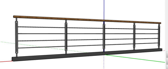 四个小型长式不锈钢钢丝栏杆型su模型_图1