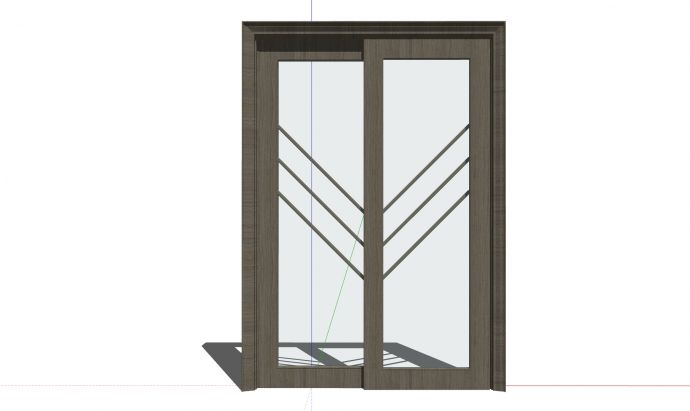 灰色门框玻璃门版新中式门扇su模型_图1