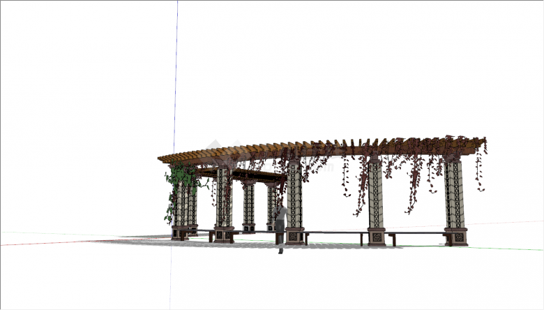 欧式木架景观廊架SU模型-图一
