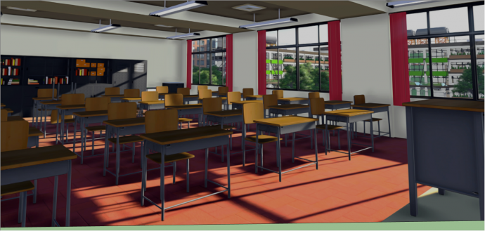 学校教室室内建筑su模型_图1