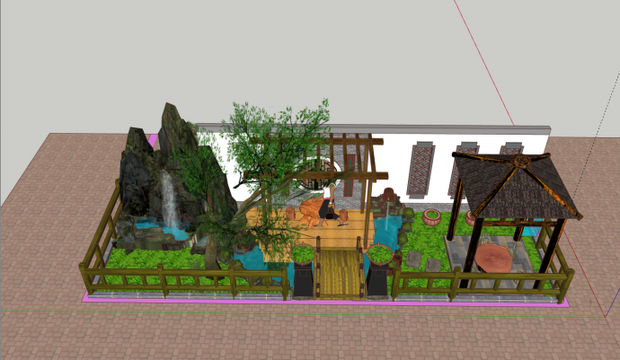 带假山庭院景观设计su模型_图1