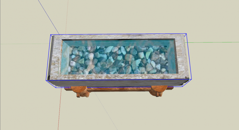 中式精美石槽石英鹅卵石su模型-图二
