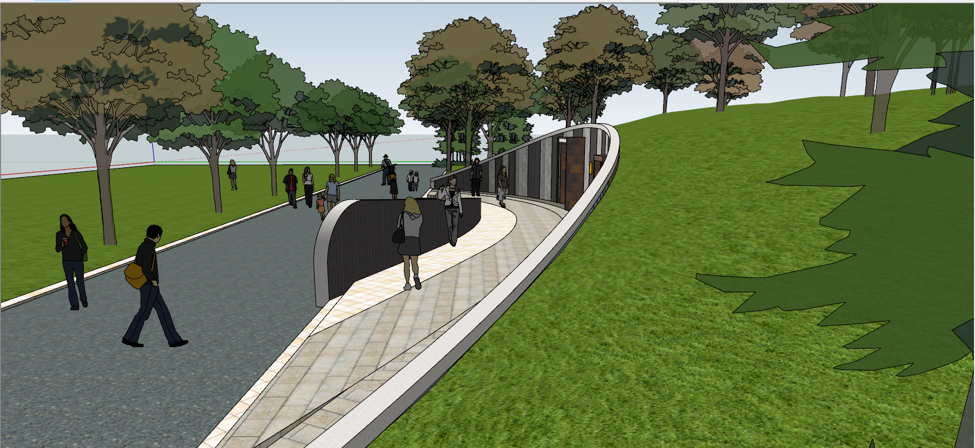 现代公园公共厕所及精细景观设计SU模型-图一