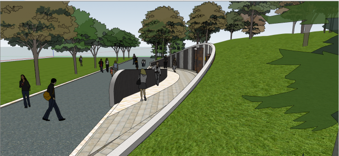 现代公园公共厕所及精细景观设计SU模型_图1