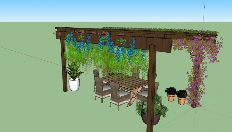 庭院爬藤植物蔓藤植物架廊架SU模型-图二