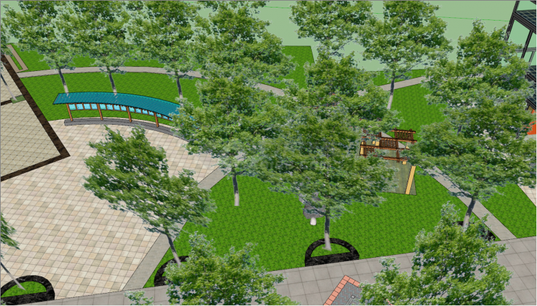广场景观公园绿化建筑SU模型-图二