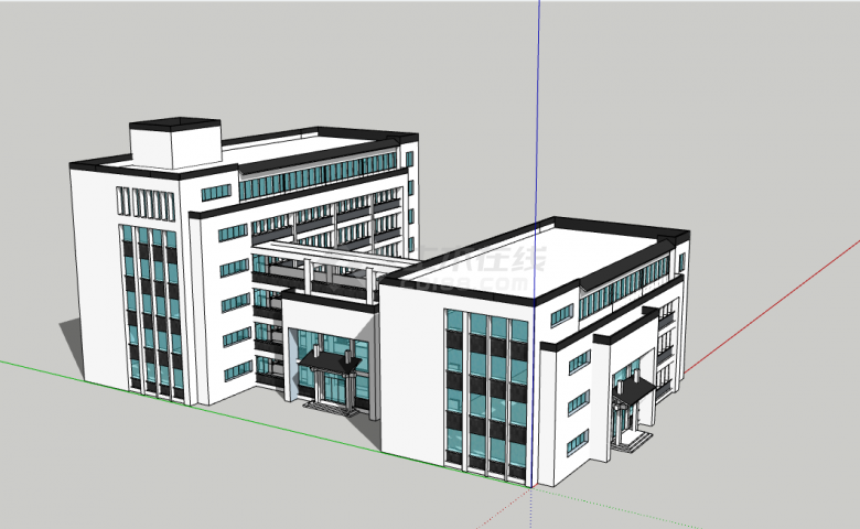 现代综合楼建筑办公楼su模型-图二