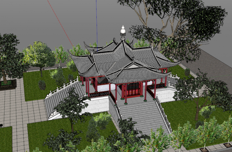 中式古典风格大型古建筑su模型-图二