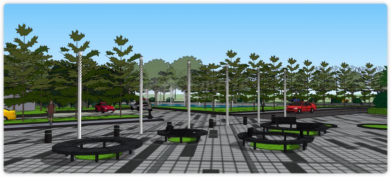 商业广场景观建筑SU模型-图二