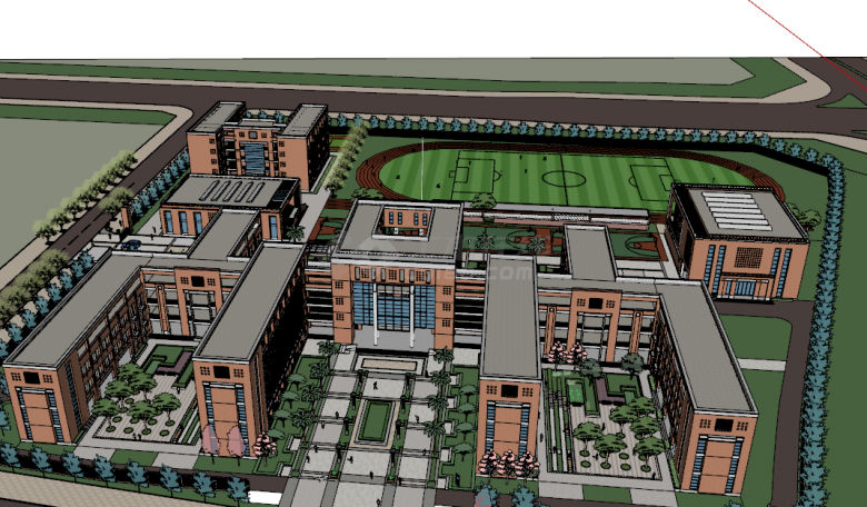 教育文化建筑中小学校su模型-图二